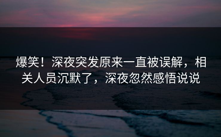 爆笑！深夜突发原来一直被误解，相关人员沉默了，深夜忽然感悟说说